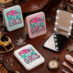 Personalised Cowgirl Hat Horseshoe Western Cowgirl Style LED Double-Sided Makeup Mirror with Name Birthday Wedding Anniversary Gift for Women Girls