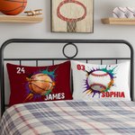 Personalised Splatter Paint Baseball Sports Cushion Cover Home Decor Birthday Game Day Gift for Kids Ball Lovers