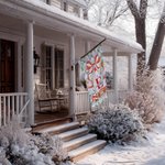 Gepersonaliseerde Chinoiserie Vintage Kerstboom Tuinvlag met Naam en Voorletter Outdoor Decor Kerstcadeau voor familie tuinliefhebbers