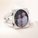 Personalised Double-Sided Photo Flippable Ring Dainty Jewellery Birthday Sympathy Memorial Gift for Women Loss of Loved One