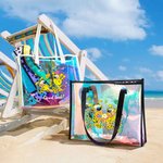 Personalised Long-Tailed Leopard Marsupilami Clear Holographic Tote Bag with Name Travel Accessory Birthday Gift for Women  | Callie × Marsupilami®