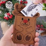 Personalised Christmas Reindeer Felt Gift Card Holder Ornament with Name Tree Decor Christmas Gift for Family Friends