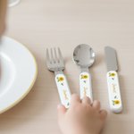 Personalised Cute Highland Cow Sunflower Fork Spoon Knife 3 Pcs Cutlery Set with Name and Case Christmas Birthday Gift for Boys Girls