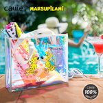 Personalised Long-Tailed Leopard Marsupilami Clear Holographic Tote Bag with Name Travel Accessory Birthday Gift for Women  | Callie × Marsupilami®