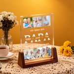 Personalisiertes Fotos-Nachtlicht mit 6 Fotos Namen und Wunschtext inklusive Holzsockel Wohndeko Geburtstag Jahrestag Geschenk für Eltern Großeltern