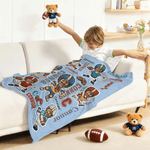 Personalised Football Cartoon Character Face Photo Soft Throw Blanket with Name Home Decor Birthday Game Day Gift for Sports Lovers