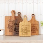 Tabla de cortar de madera para embutidos con asa personalizada y grabada con el nombre del tren Decoración para el hogar Made in USA Regalo de inauguración de la casa para la familia