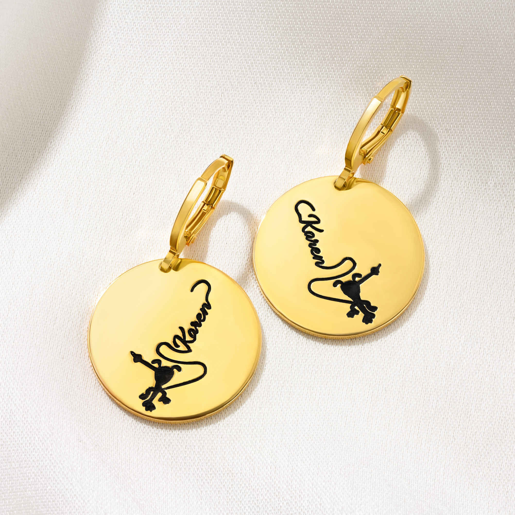 Boucles d'oreilles pendantes Marsupilami à longue queue avec nom Cadeau d'anniversaire et de Noël pour elle Callie × Marsupilami®.