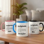 Personalised Mahjaholic 11 oz 15 oz Ceramic Mug with Name Birthday Mahjong Club Christmas Gift for Mahjong Lover Player