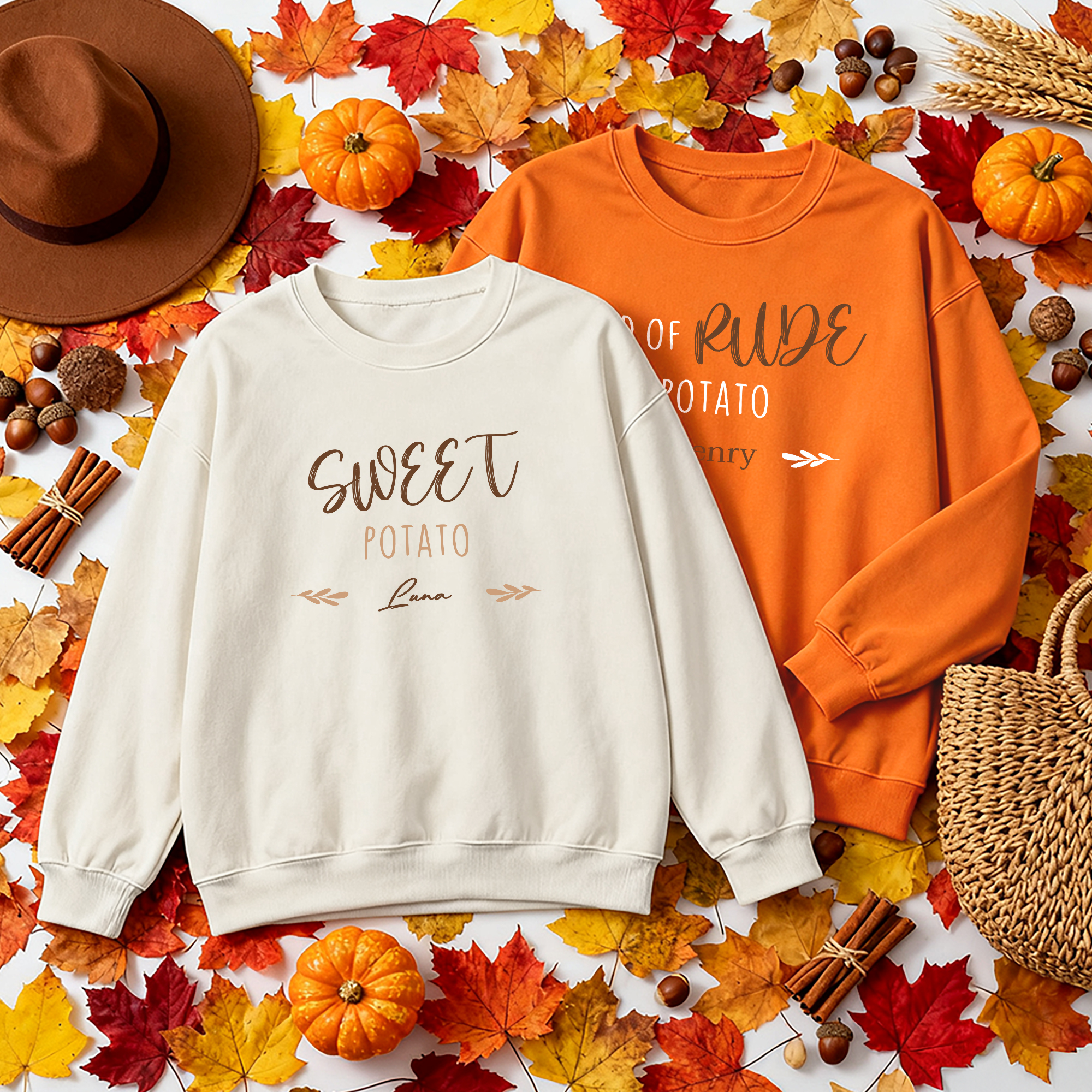 Sweatshirt à capuche avec nom Personnalisé Sweet Potato Kind of Rude Potato Sweatshirt avec nom Automne Hiver Cadeau pour Couple Amis