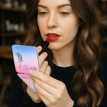 Personalised Birth Flower Compact Heart Round Square Makeup Mirror with Name Portable Birthday Wedding Party Gift for Women