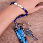 Personalised F1 Race Car Portable Keychain Bag Charm with Text and Beaded Daily Use Birthday Gift for Motorsport Fans