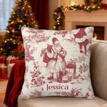Gepersonaliseerd Kerstman Rood Print Zacht Kussenovertrek met Naam Home Decor Kerstcadeau voor Familie Vrienden
