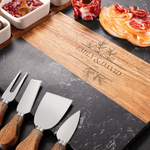 Personalized Engraved Name Date 11 Pcs Acacia Marble Cutting Board Coaster Set with Ceramic Bowl Housewarming Christmas Gift for Family Friends