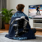 Personalized Skateboard Silhouette Soft Throw Blanket with Name Home Decor Christmas Birthday Gift for Family Friends Kids Teenagers
