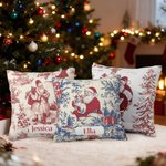 Gepersonaliseerd Kerstman Rood Print Zacht Kussenovertrek met Naam Home Decor Kerstcadeau voor Familie Vrienden