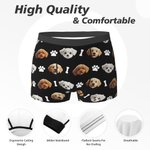 Personalised Paw Bone 3D Cartoon Pet Face Photo Men's Underwear Boxer Brief Valentine's Day Anniversary Birthday Gift for Husband Boyfriend