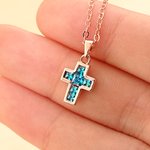 Personalized Tiny Birthstone Cross Necklace Dainty Jewelry Birthday Communion Gift for Christian Catholic Women