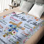 Personalised Birth Flower God Says I Am Bible Soft Throw Blanket with Name Birthday Baptism Gift for Christians Family Friends