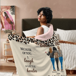 Personalized Leopard Print Cartoon Character Soft Hooded Blanket with Name Home Decor Birthday Christmas Gift for Best Friends Besties