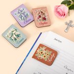Personalisierte Multi-Flower Cross PU Leder magnetische Lesezeichen Clip mit Namen Weihnachten Geburtstag Geschenk für Bücherwürmer Lesen Liebhaber