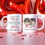 Henkilökohtainen sydänlinja valokuva 11 oz 15 oz Keraaminen kahvimuki nimillä Päivittäinen käyttö Ystävänpäivä lahja pariskunnille