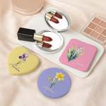 Personalised Birth Flower Compact Heart Round Square Makeup Mirror with Name Portable Birthday Wedding Party Gift for Women