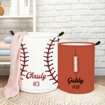 Cesta de almacenaje impermeable multideporte personalizada con asa Nombre y número Regalo de inauguración de la casa para los amantes del deporte en familia