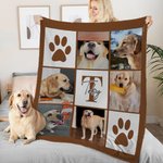Personalized Paw Print Pet Photos Multicolor Soft Throw Blanket with 1-4 Names and Initials Sympathy Birthday Gift for Pet Lovers