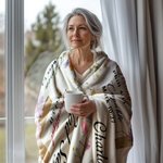 Personalised Birth Flower God Says I Am Bible Soft Throw Blanket with Name Birthday Baptism Gift for Christians Family Friends