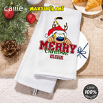 Personalized Long Tailed Marsupilami Merry Christmas Waffle Tea Towel with Name Kitchen Use Christmas Gift for Family Friend  | Callie × Marsupilami®