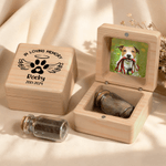 Personalised Angel Wings Photo Pet Fur Keepsake Bottle Box Set with Name and Year Anniversary Gift for Pet Owners