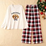Personalisierter Schlafanzug mit Haustier-Foto und Wunschspruch inklusive Pyjama-Oberteil und Karierter Pyjamahose Geschenk für Haustierbesitzer Damen