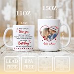 Henkilökohtainen sydänlinja valokuva 11 oz 15 oz Keraaminen kahvimuki nimillä Päivittäinen käyttö Ystävänpäivä lahja pariskunnille