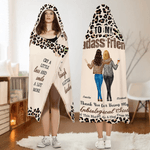 Personalized Leopard Print Cartoon Character Soft Hooded Blanket with Name Home Decor Birthday Christmas Gift for Best Friends Besties