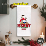Personalized Long Tailed Marsupilami Merry Christmas Waffle Tea Towel with Name Kitchen Use Christmas Gift for Family Friend  | Callie × Marsupilami®