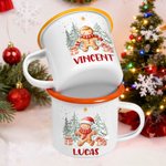 Personalised Cute Gingerbread Man 12 oz Cocoa Enamel Mug with Name Daily Use Christmas Gift for Kids Family