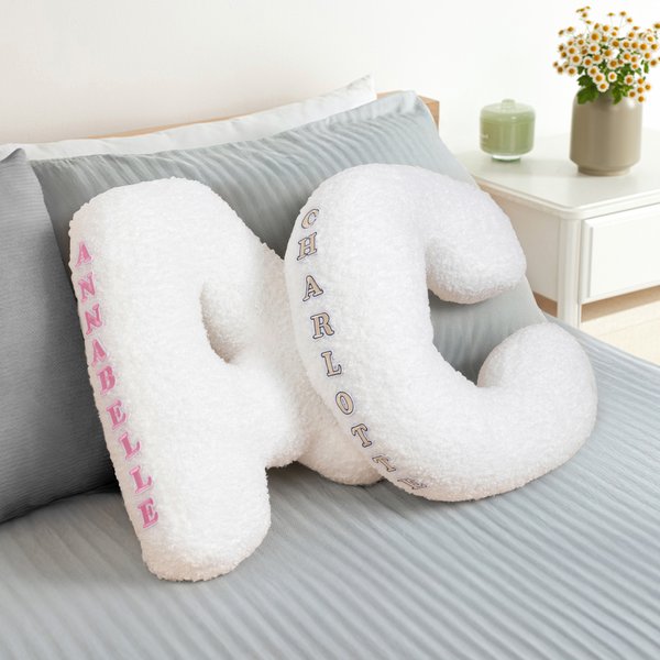 Personalised Soft Letter Plush Pillow with Name Patch Nursery Home Decor Housewarming Gift for Family Kids