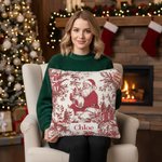Gepersonaliseerd Kerstman Rood Print Zacht Kussenovertrek met Naam Home Decor Kerstcadeau voor Familie Vrienden