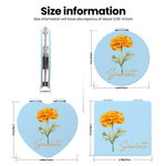 Personalised Birth Flower Compact Heart Round Square Makeup Mirror with Name Portable Birthday Wedding Party Gift for Women