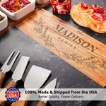 Personalized Engraved Name Kitchen Design Acacia Marble 11 Pcs Cutting Board Coaster Set with Bowl and Spoon Made in USA Housewarming Gift for Family