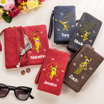 Personalized Yellow-Spotted Leopard Marsupilami Butterfly PU Leather Wallet with Name Birthday Anniversary Gift for Women | Callie × Marsupilami®