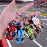 Personalised F1 Race Car Portable Keychain Bag Charm with Text and Beaded Daily Use Birthday Gift for Motorsport Fans
