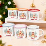 Personalised Cute Gingerbread Man 12 oz Cocoa Enamel Mug with Name Daily Use Christmas Gift for Kids Family