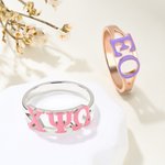 Personalisierte Sorority Emaille griechischen Buchstaben Ring mit eingraviertem Text Bid Day Graduierung Geburtstag Geschenk für Freunde Mädchen