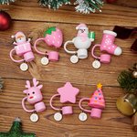 Reno Personalizado Muñeco de Nieve Árbol de Navidad Pajita Rosa con Inicial Charm Accesorio Regalo de Navidad para Familia Amigos