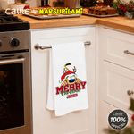 Personalized Long Tailed Marsupilami Merry Christmas Waffle Tea Towel with Name Kitchen Use Christmas Gift for Family Friend  | Callie × Marsupilami®