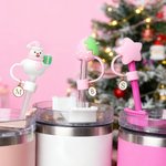 Reno Personalizado Muñeco de Nieve Árbol de Navidad Pajita Rosa con Inicial Charm Accesorio Regalo de Navidad para Familia Amigos