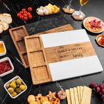 Personalized Engraved Name Kitchen Design Acacia Marble 11 Pcs Cutting Board Coaster Set with Bowl and Spoon Made in USA Housewarming Gift for Family
