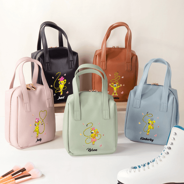 Personalised Long-Tailed Leopard Marsupilami PU Leather Handheld Cosmetic Travel Bag Birthday Gift for Sisters Friends | Callie × Marsupilami®